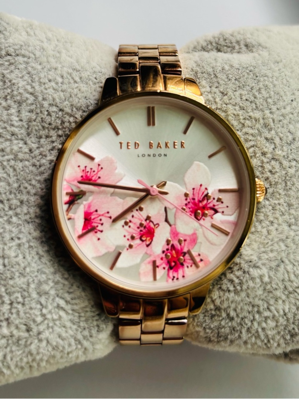Ted Baker Rose Gold Watch with Pink Floral Dial